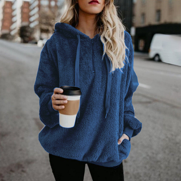 Damen Fleece-Sweatshirt mit Kapuze von Fudus
