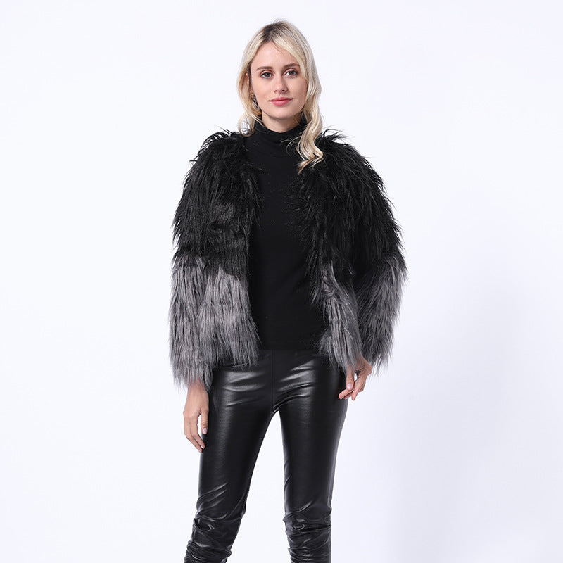 Damen Veste boléro extravagante en fausse fourrure avec col montant Berg-Feldt
