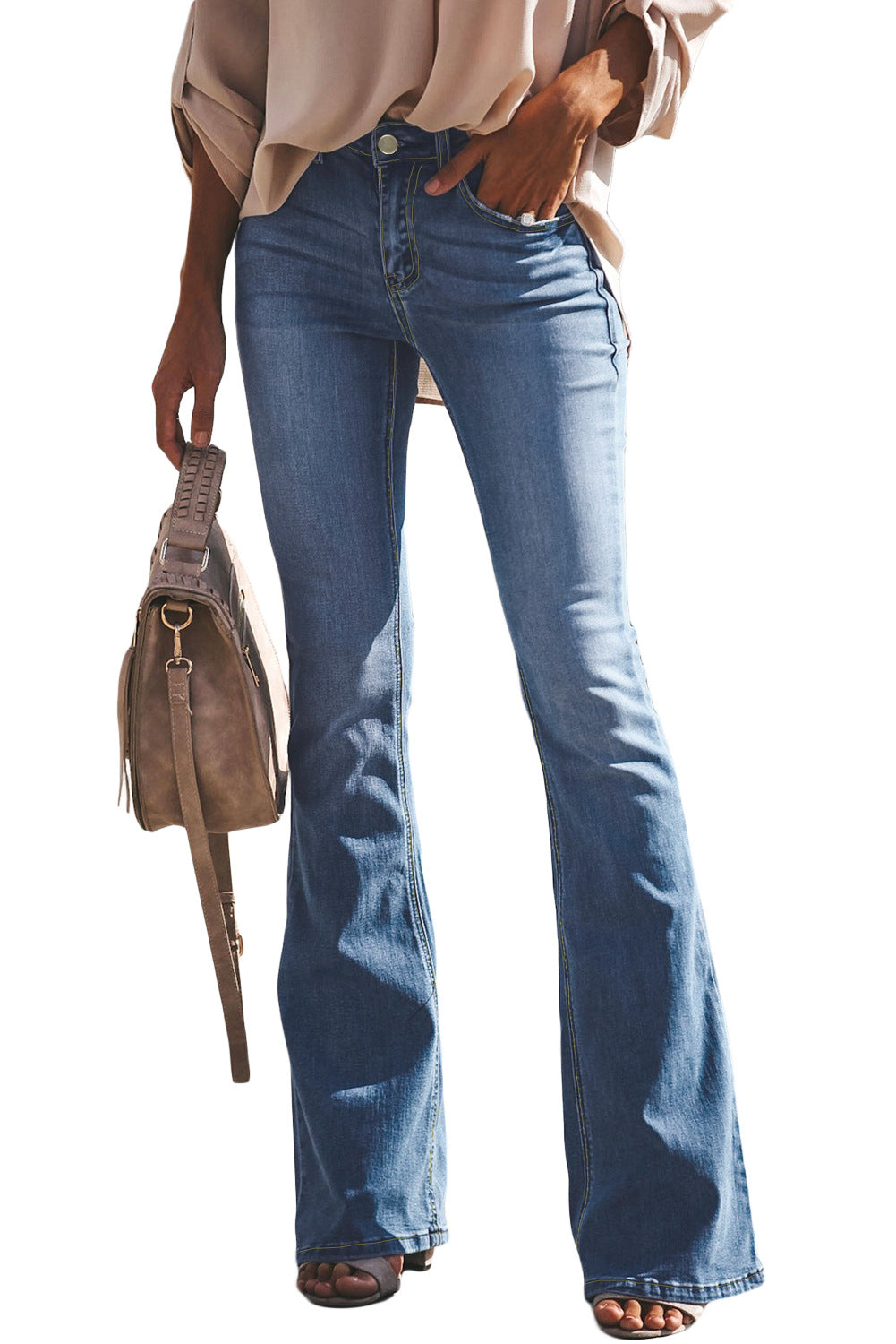 Jean sport pour femme, taille haute et jambes évasées, de berg-feldt