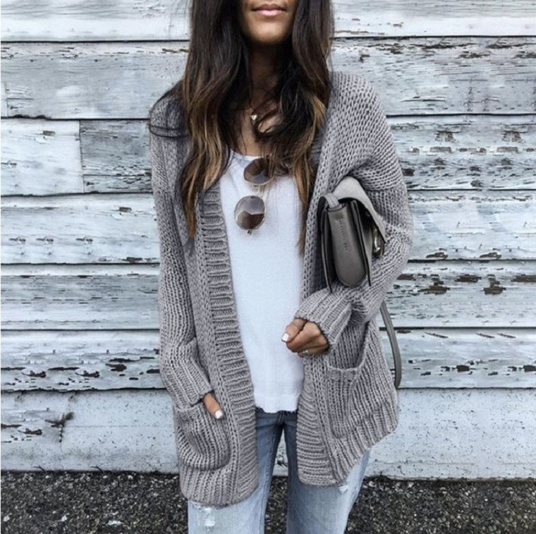 Cardigan femme en grosse maille avec poches décontractées et devant ouvert Berg-Feldt