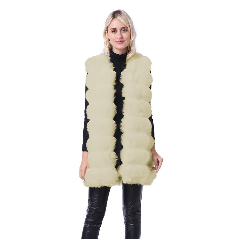 Gilet en fausse fourrure moelleuse texturée pour femme avec poches Berg-Feldt