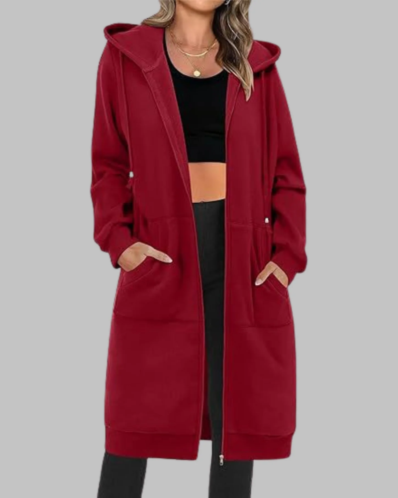 Berg-Feldt | Lässige Zip-Up Übergroße Lange Jacke