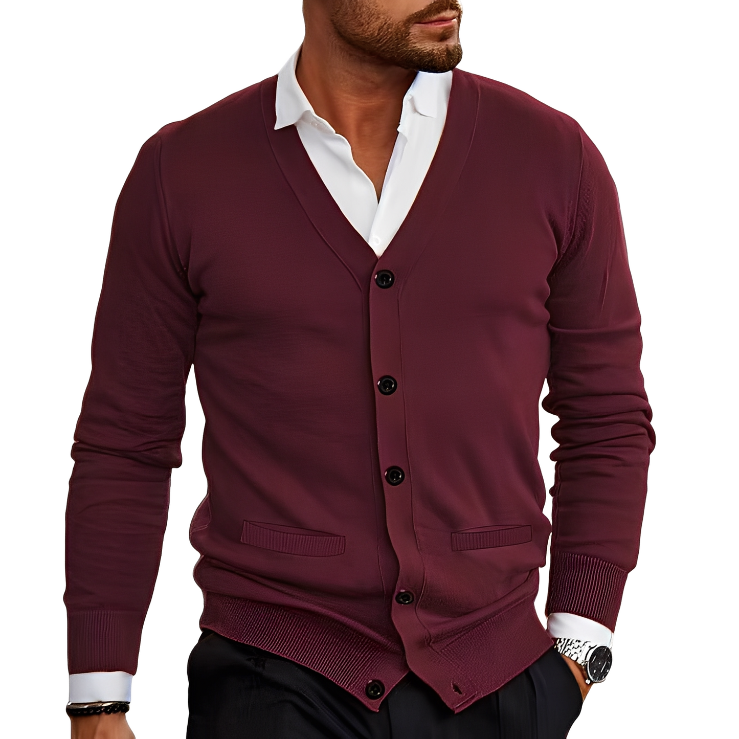 Berg-Feldt | Lässiger Baumwollcardigan mit Knöpfen für Herren