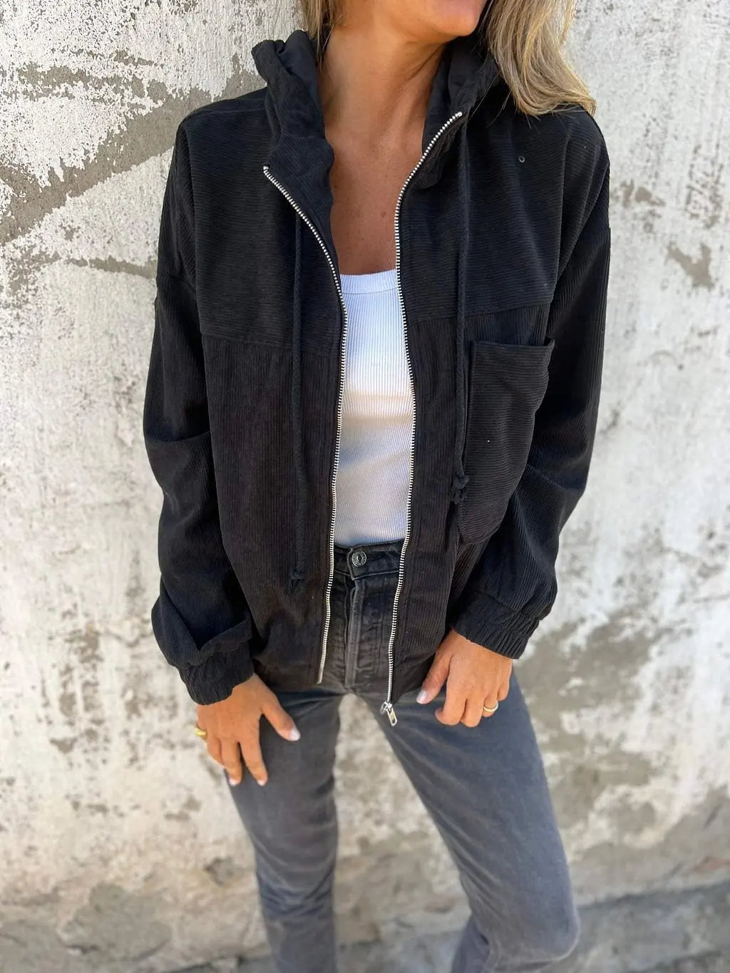 Berg-Feldt | Veste en velours côtelé à capuche