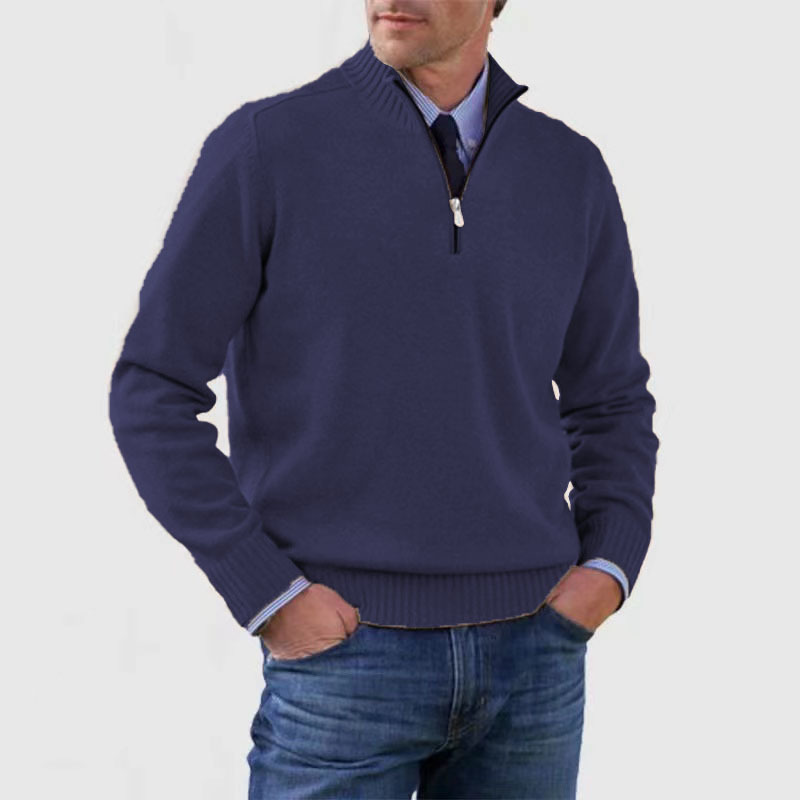 Berg-Feldt | Herrenpullover Mit Halbem Reißverschluss