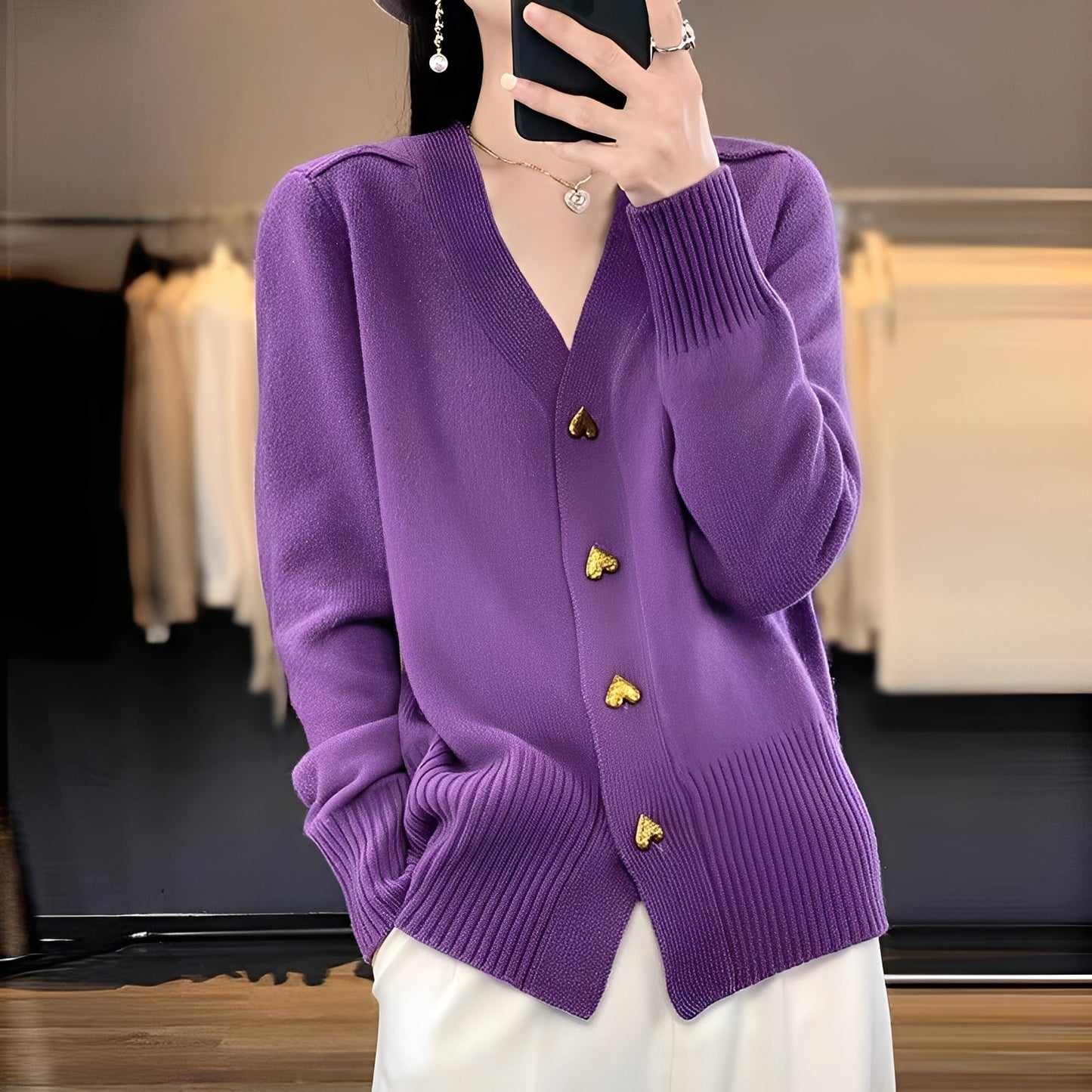 Berg-Feldt | Strickjacke mit Herzknöpfen für Frauen