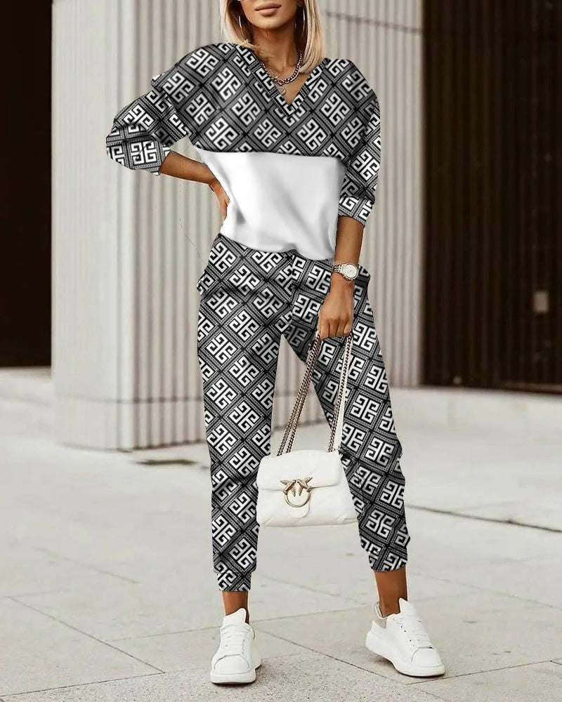Ensemble de costume Sana : top à capuche élégant et pantalon à cordon de serrage