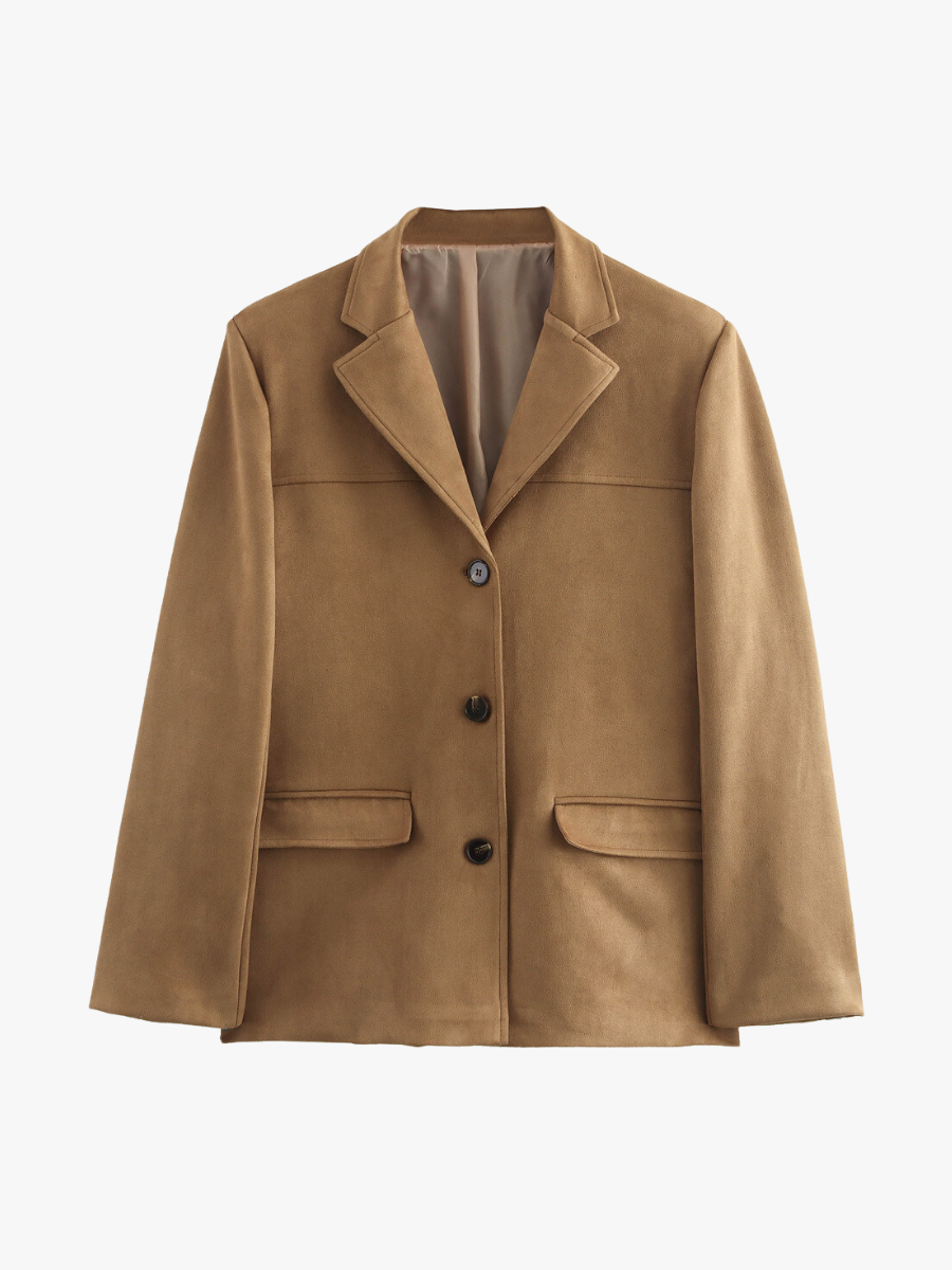 Berg-Feldt | Klassischer Blazer Aus Wildlederimitat in Braun