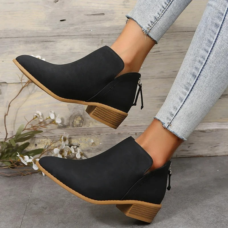 Bottines à talon bas et fermeture éclair Berg-Feldt pour femmes