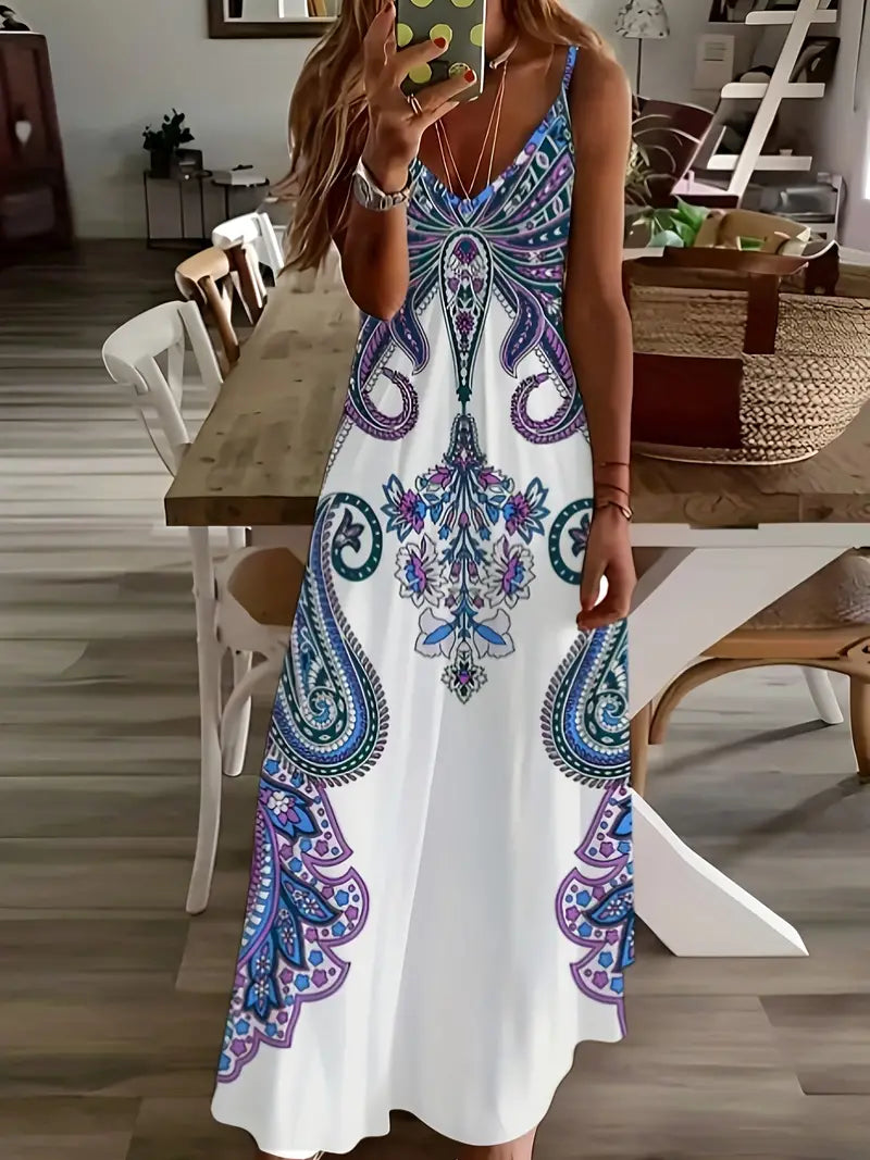 Robe nuisette à fleurs de la collection Anna revisitée, à encolure en V