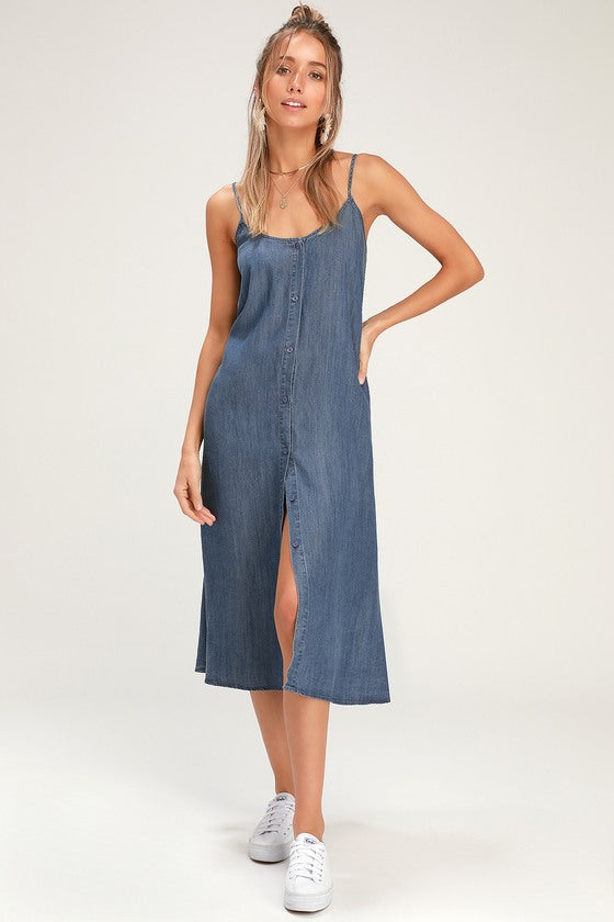 Berg-feldt Robe mi-longue décontractée en jean pour femme