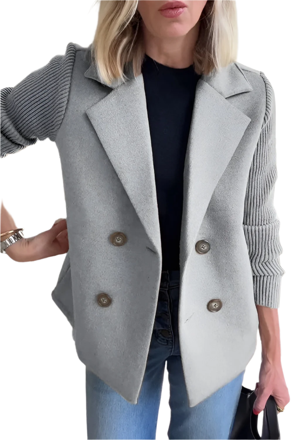 Berg-Feldt | Blazer pour femme en laine vegan avec manches tricotées