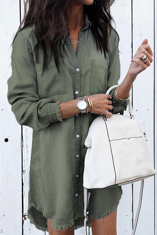 Robe femme Berg-Feldt avec ourlet frangé et poches poitrine