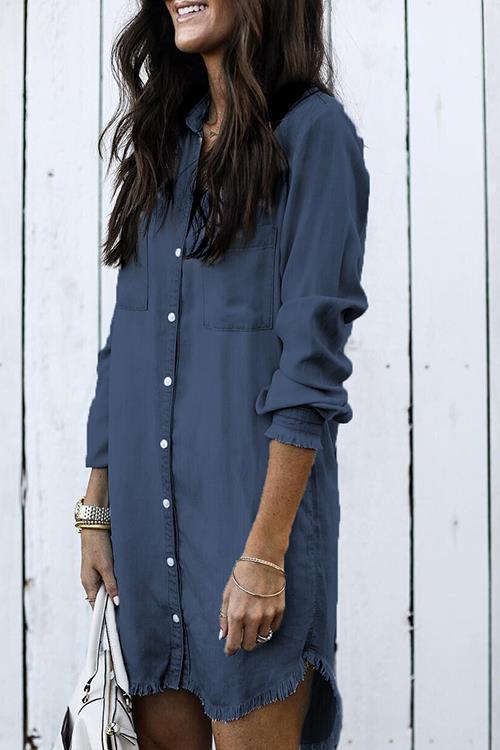 Robe femme Berg-Feldt avec ourlet frangé et poches poitrine