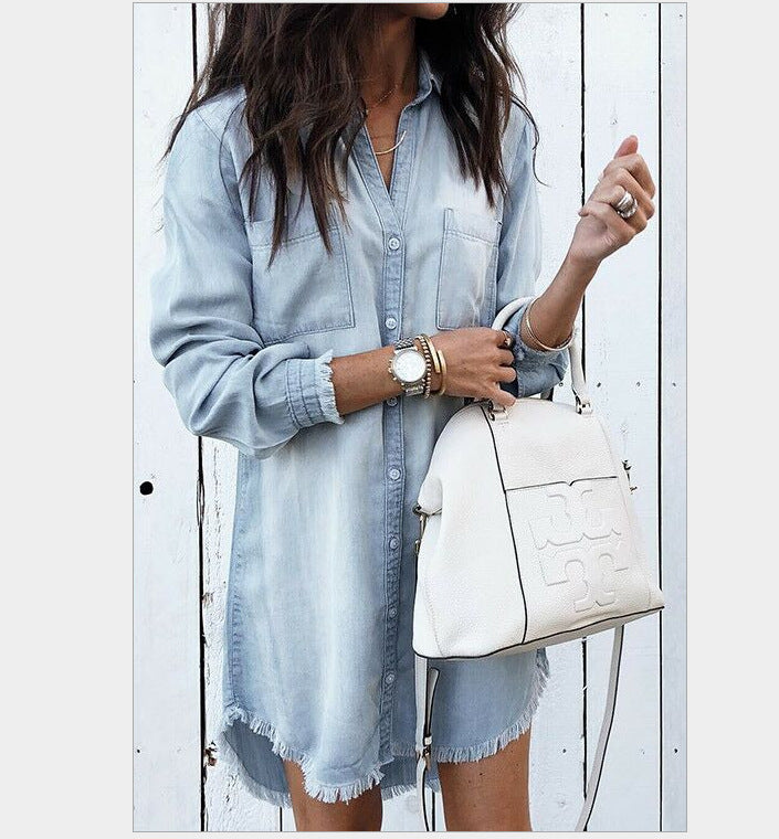 Robe femme Berg-Feldt avec ourlet frangé et poches poitrine