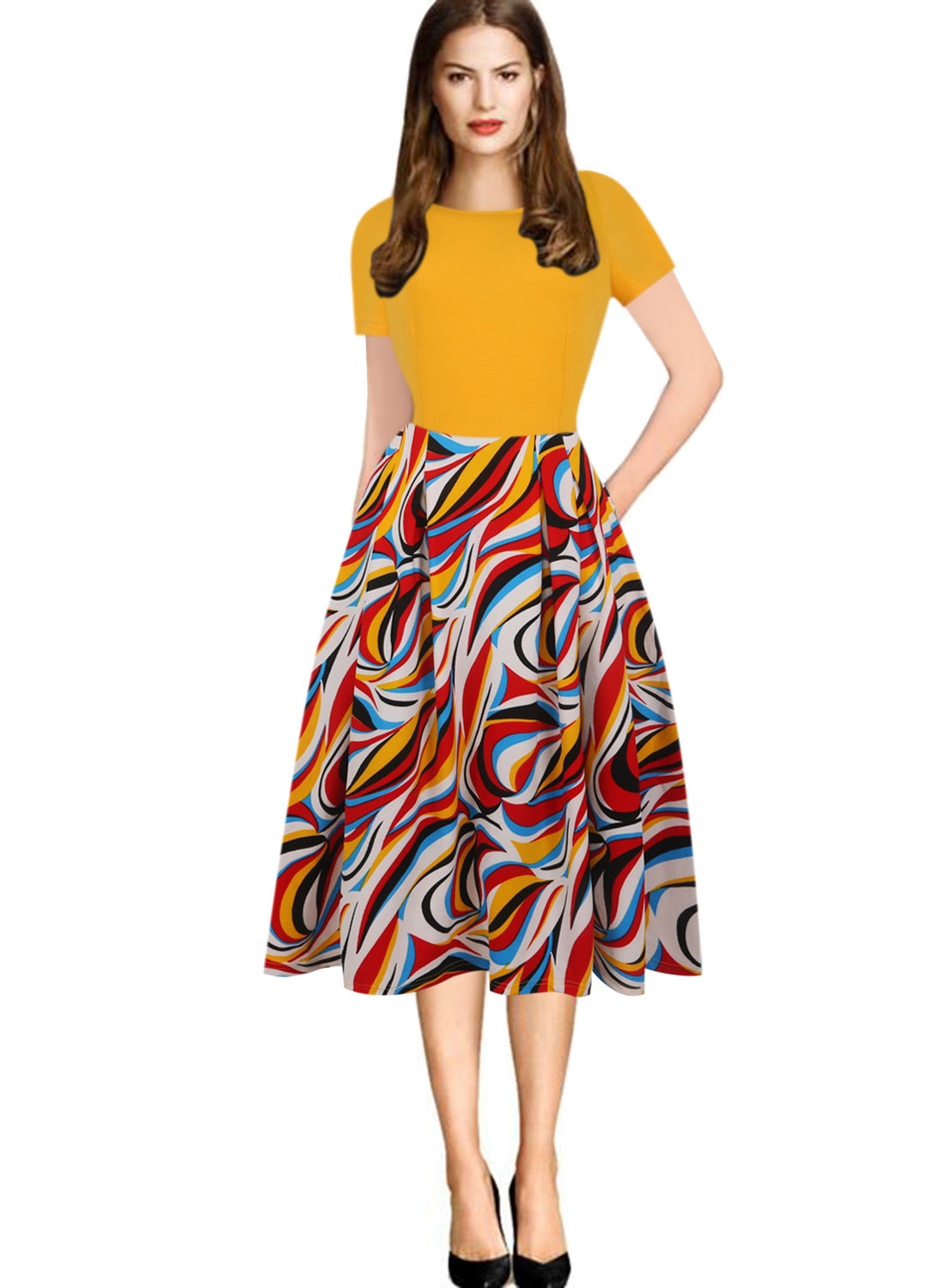 Maxikleid für Damen mit kreativem Muster und tailliertem Schnitt von berg-feldt