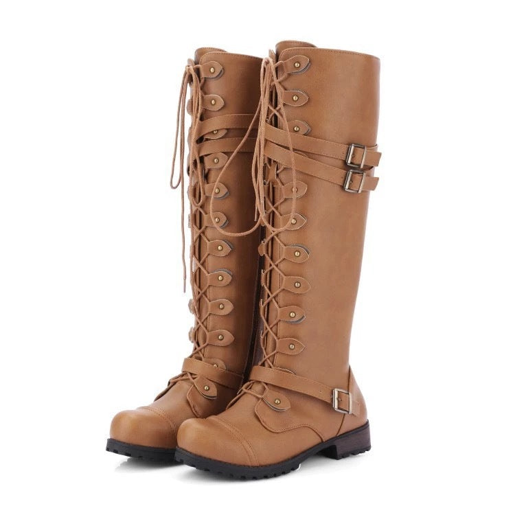Berg-Feldt | Bottes hautes en similicuir imperméable avec bout rond et fermeture à bride