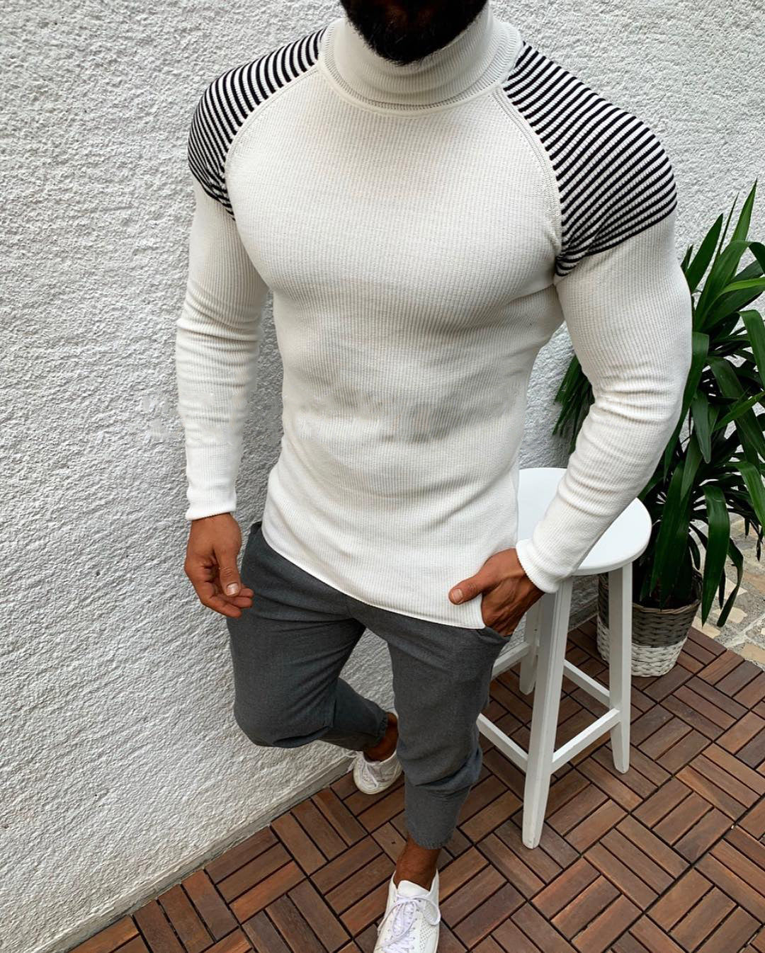 Herren Hochwertiger Funktionspullover mit modischem Stehkragen und strukturiertem Design Berg-Feldt