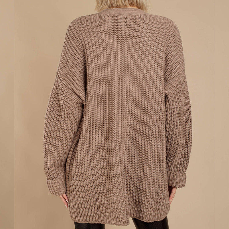 Cardigan douillet en grosse maille pour femme, coupe décontractée et col en V profond Berg-Feldt