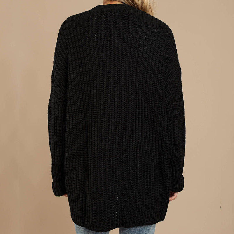 Cardigan douillet en grosse maille pour femme, coupe décontractée et col en V profond Berg-Feldt