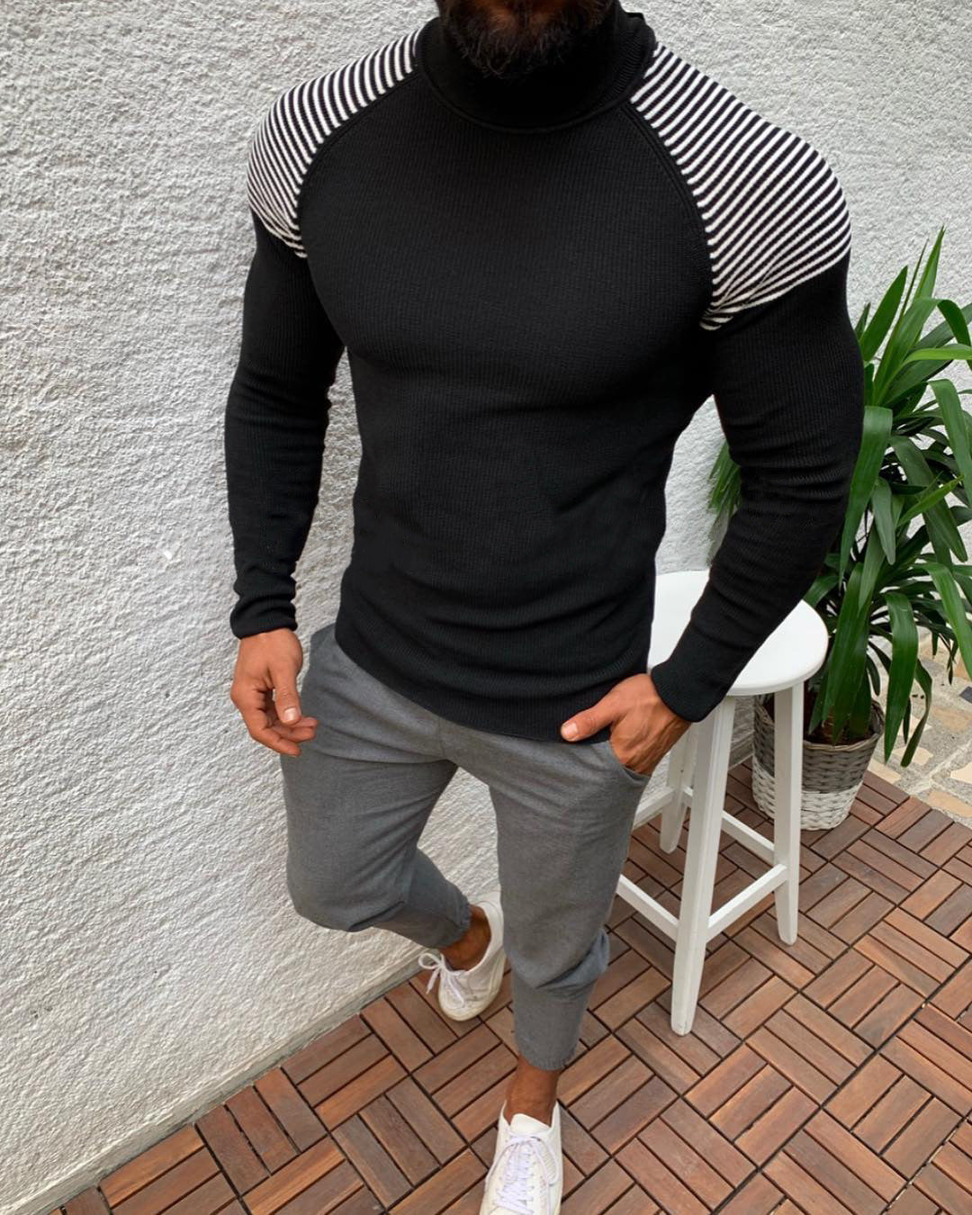 Herren Hochwertiger Funktionspullover mit modischem Stehkragen und strukturiertem Design Berg-Feldt