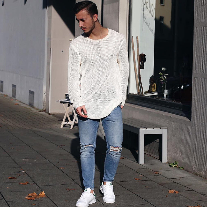 Pull long pour homme avec motif texturé et coupe décontractée Berg-Feldt