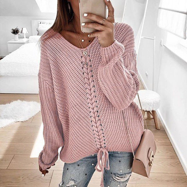 Sweater en tricot décontracté pour femme avec laçage tendance Berg-Feldt