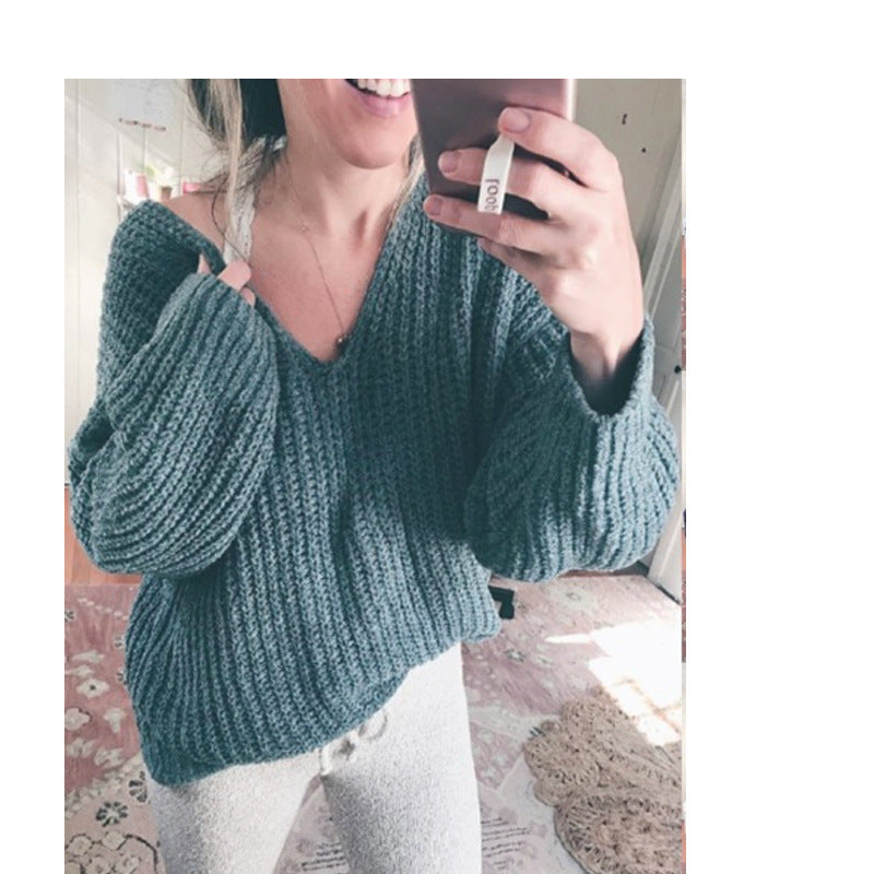 Pull oversize en maille épaisse pour femme avec col en V et manches larges Berg-Feldt