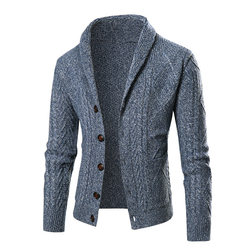 Cardigan tricoté pour hommes avec motif tressé moderne et élégant col châle Berg-Feldt