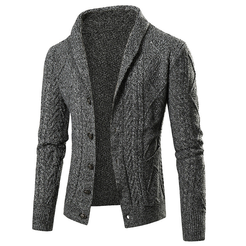 Cardigan tricoté pour hommes avec motif tressé moderne et élégant col châle Berg-Feldt