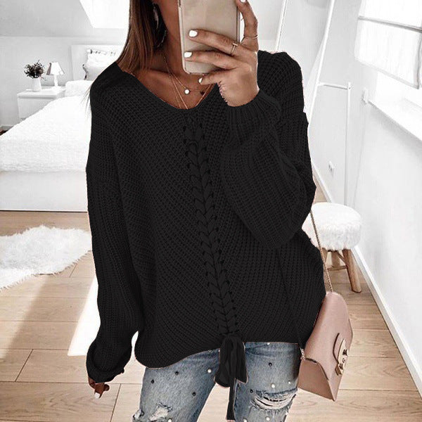 Sweater en tricot décontracté pour femme avec laçage tendance Berg-Feldt
