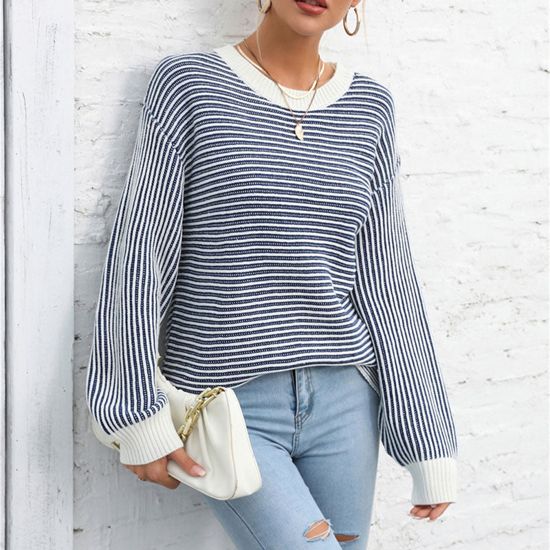 Berg-Feldt | Gestreifter Strickpullover Mit Lässigem Schnitt