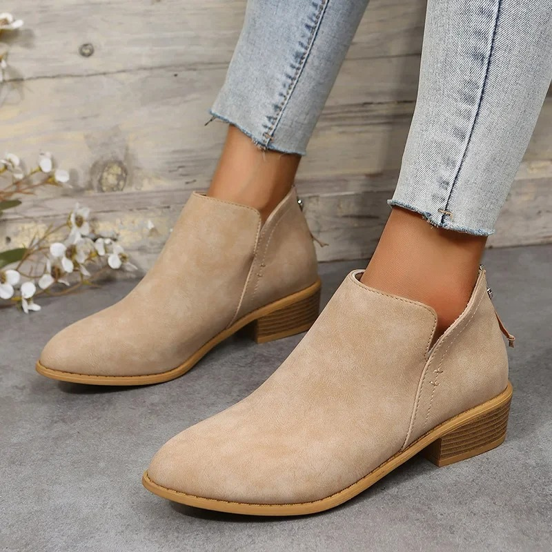 Bottines à talon bas et fermeture éclair Berg-Feldt pour femmes