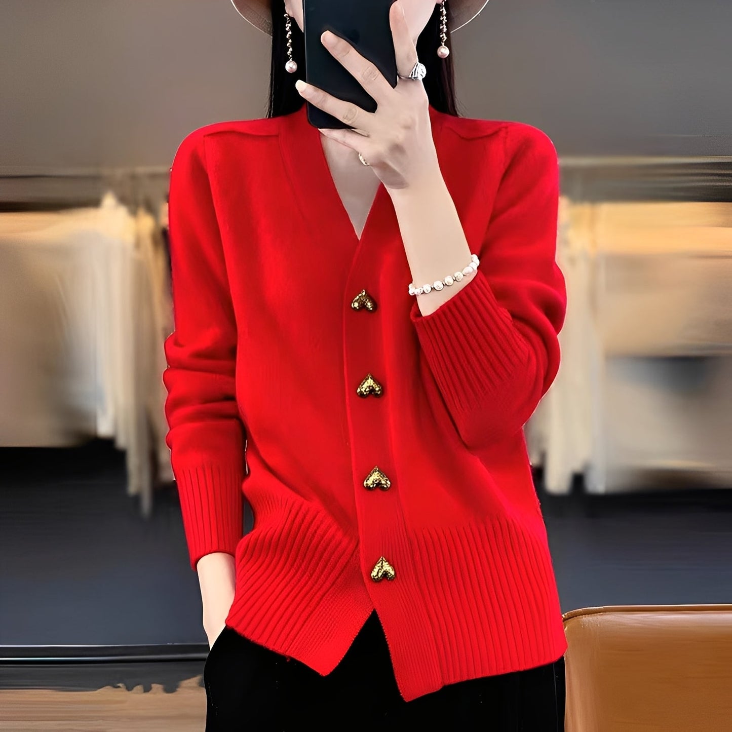 Berg-Feldt | Strickjacke mit Herzknöpfen für Frauen