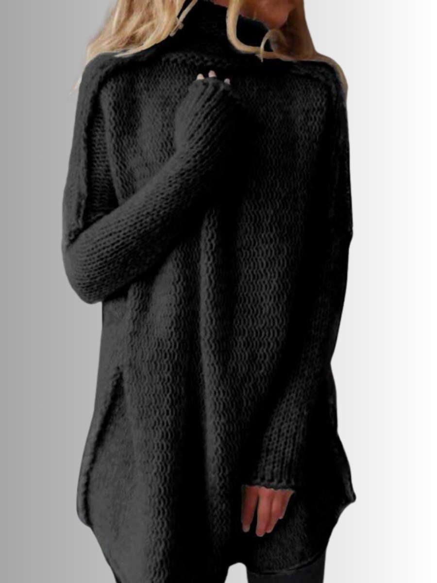 Berg-Feldt | Stilischer langer Pullover mit hohem Kragen