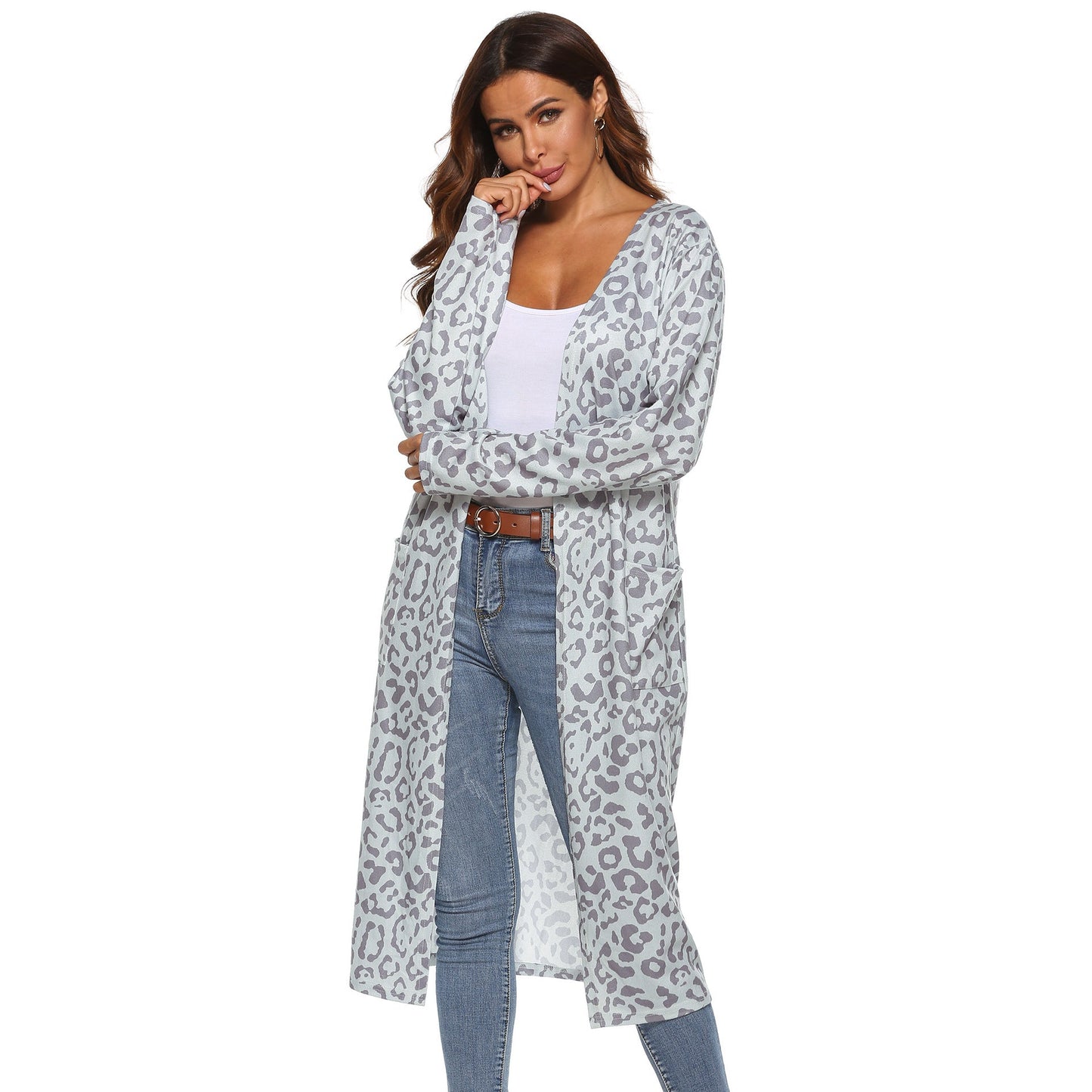 Leichte Leopardenmuster-Strickjacke von berg-feldt für Damen