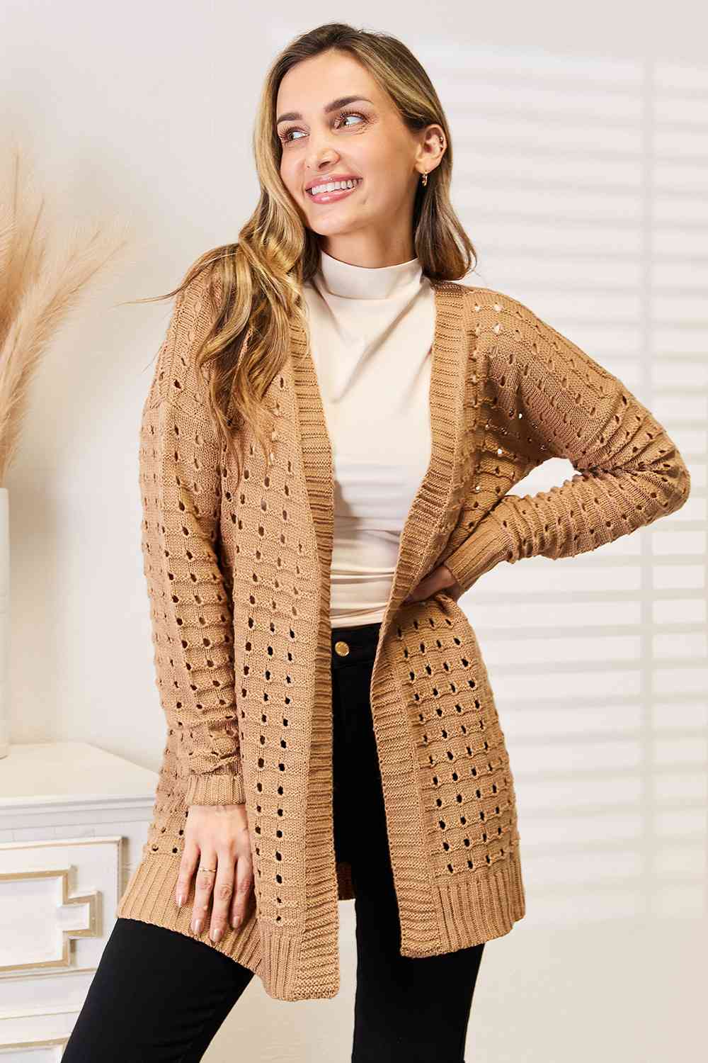 Berg-Feldt | Horizontal gerippte Strickjacke mit offener Vorderseite