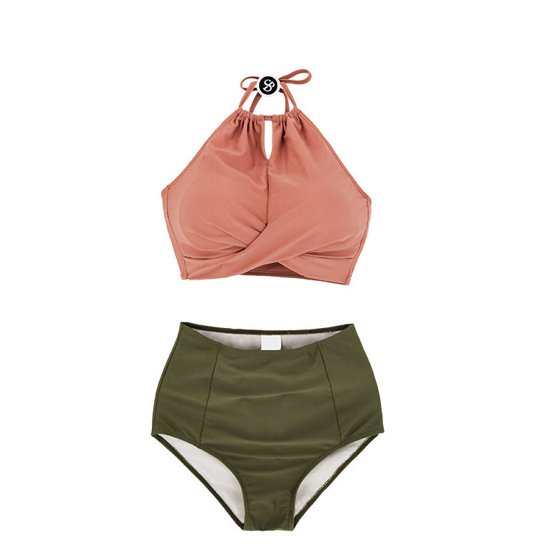 Maillot de bain deux pièces pour femme, coupe haute, haut torsadé et bretelles réglables, de berg-feldt