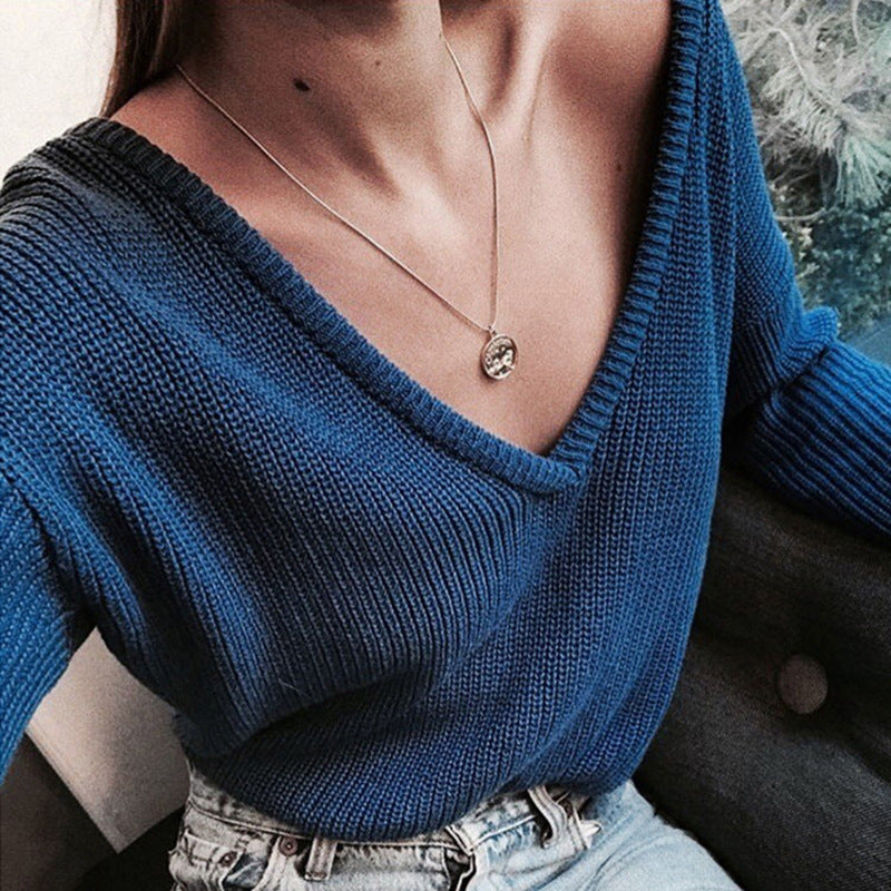 Women's Chunky Knit Sweater with Deep V-Neck and Casual Fit Berg-Feldt