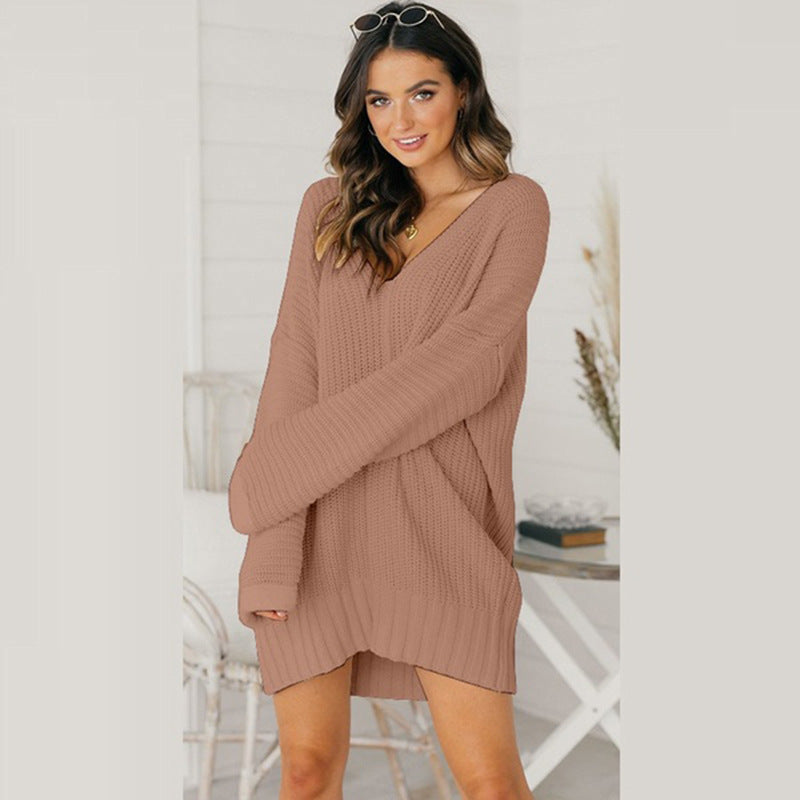 Robe pull tricotée épaisse pour femme, col en V et coupe décontractée Berg-Feldt