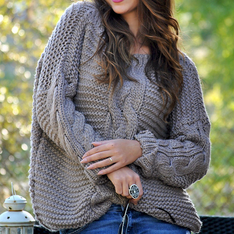 Damen-Grobstrickpullover avec torsades innovantes et manches tombantes Berg-Feldt