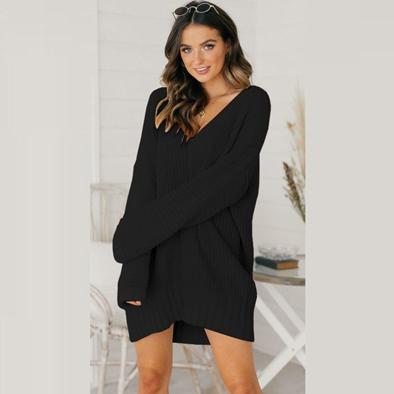 Robe pull tricotée épaisse pour femme, col en V et coupe décontractée Berg-Feldt