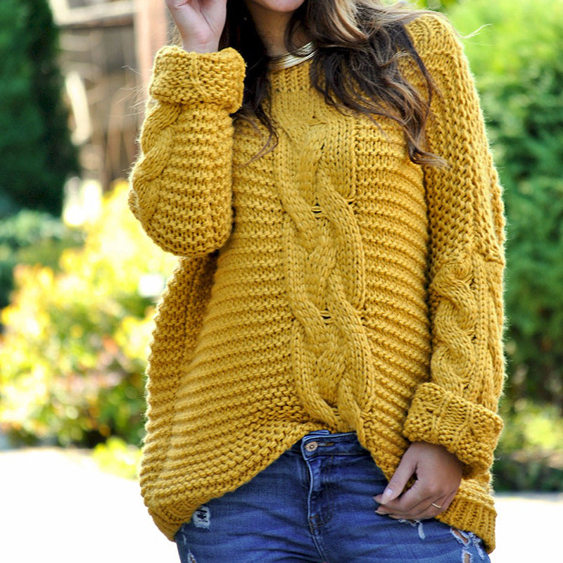Damen-Grobstrickpullover avec torsades innovantes et manches tombantes Berg-Feldt