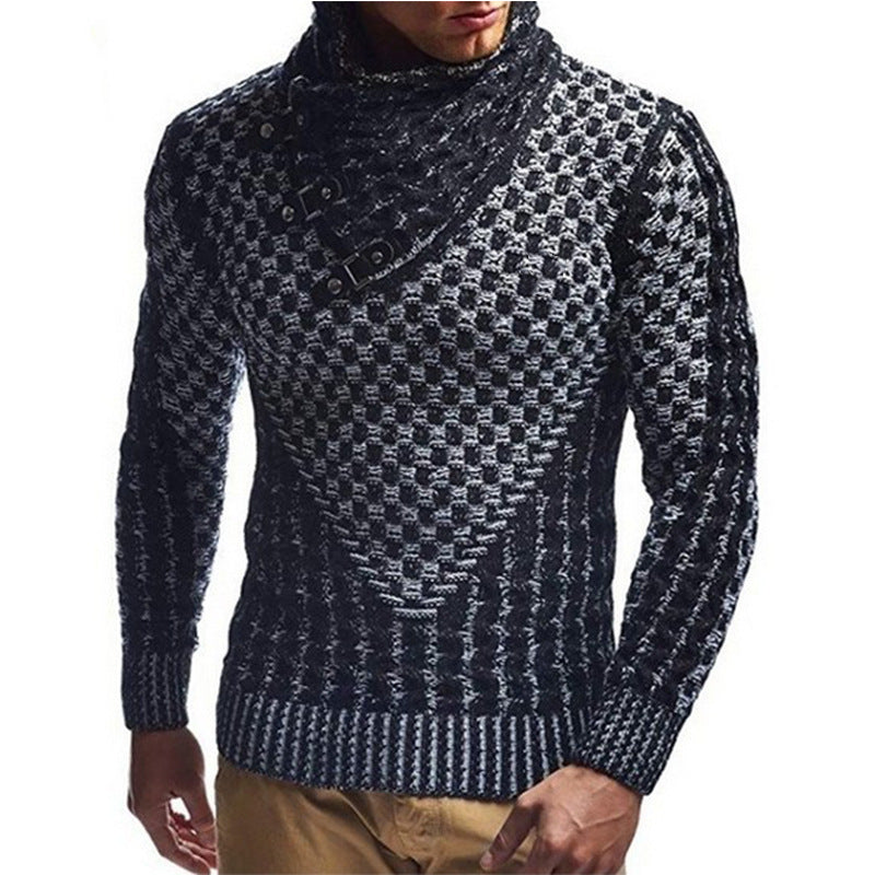 Pull tricoté pour homme avec motif torsadé moderne et col montant Berg-Feldt