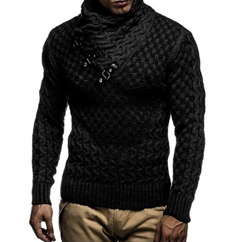Pull tricoté pour homme avec motif torsadé moderne et col montant Berg-Feldt
