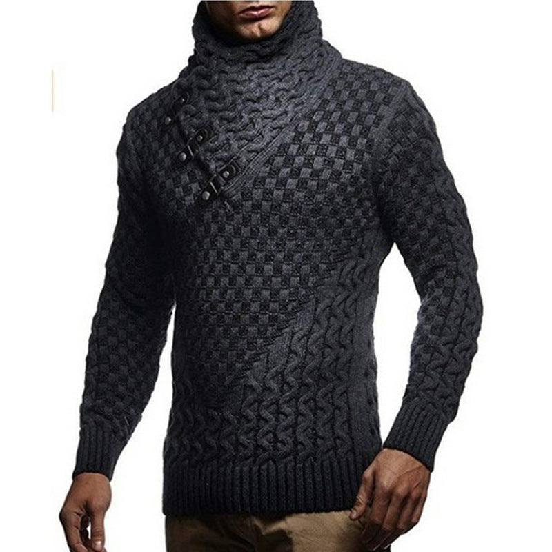 Pull tricoté pour homme avec motif torsadé moderne et col montant Berg-Feldt