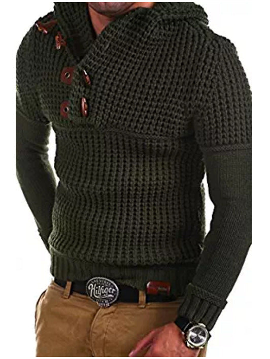 Herren Strickpullover mit kapuze und Holzknöpfen Berg-Feldt