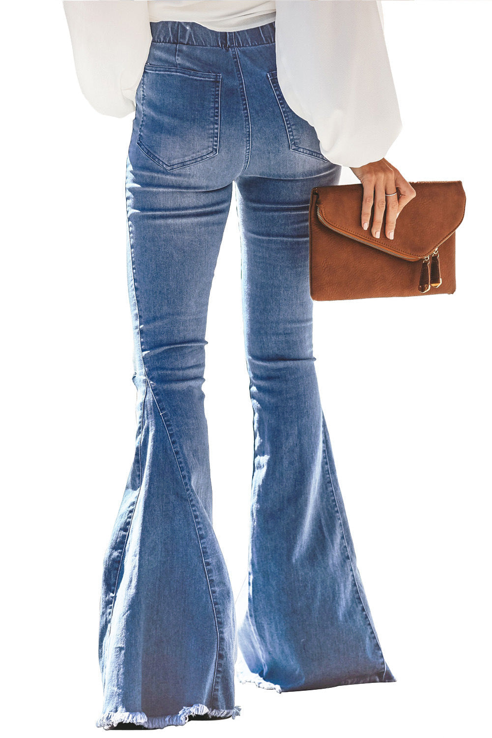 Jean flare pour femme Berg-Feldt à taille élastique et franges