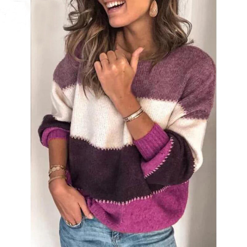 Women's Casual Stripe Sweater Made of Soft Material Mountain-Fieldt