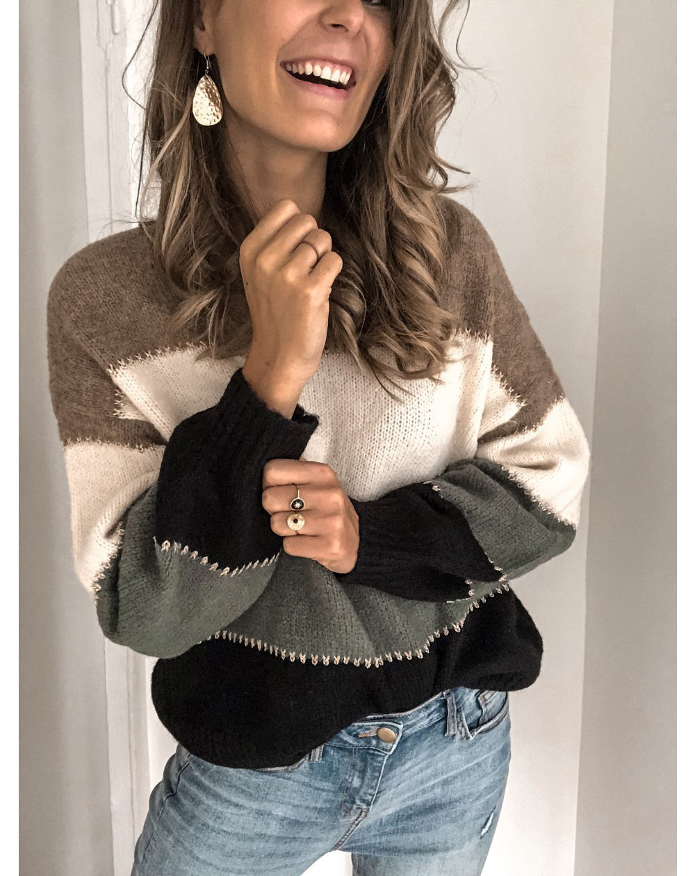Damen Pullover mit modernem Streifenmuster und lässigem Schnitt Berg-Feldt